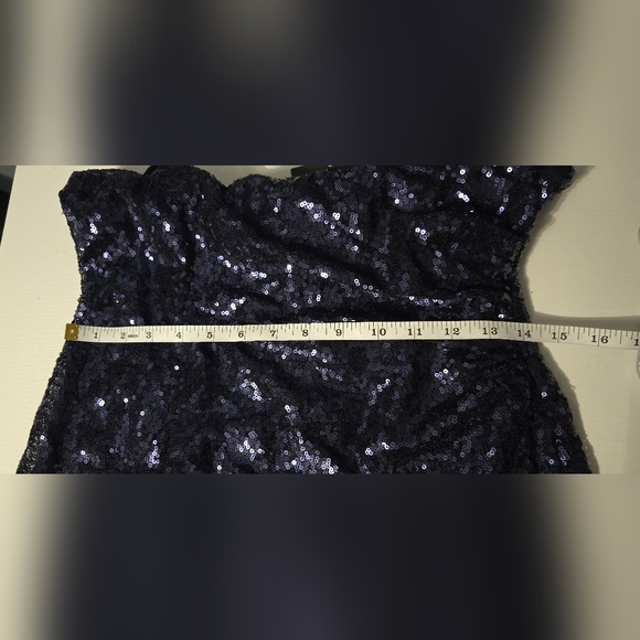 Disco Nights Navy Blue Sequin Bodycon Mini Dress - Picture 10 of 11